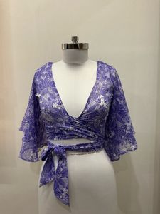 Floral purple tie up top