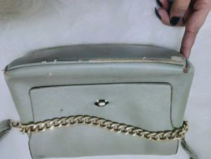 Pale Blue Chain Sling Bag