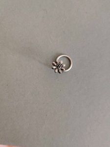 Oxidised Silver Flower Nose Pin