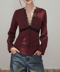 Striped Lace Trim Blouse