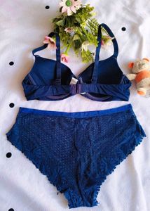 Navy Blue Push-Up Bra with brief 👍