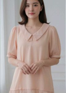 Cute Peach korean top with Collar