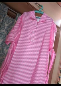 Pink Striped Button-Up Dress