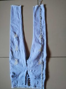 Light Wash Ripped High-Waist Jeans