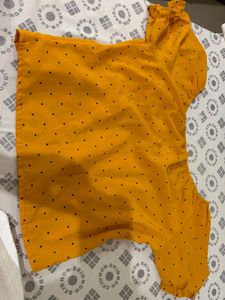 Cute Mustard Yellow Polka Dot Top