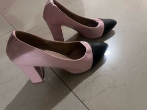 Pink and Black | Block Heel Pumps