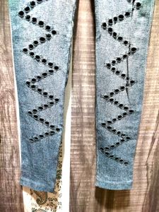 Stylish Blue Denim Print Leggings
