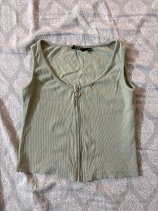 Ribbed Zipper Tank Top