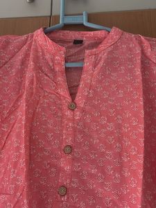 Pink Printed cotton cord set for women