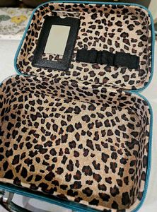 Teal Croc-Embossed Travel Jewelry Case