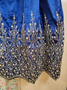 Royal Blue Embroidered Gown Dupatta Set