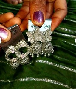 Combo Set Of 4 Oxidized Silver Jhumkis...