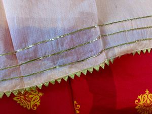 Peach Ethnic Skirt Dupatta Set with Blouse piece