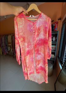 Pink Floral Print Kurta