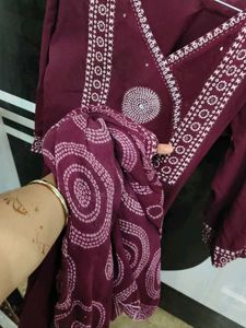 Maroon Kurta with Mirror Work