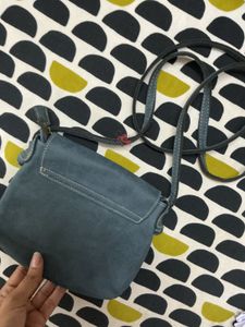Stylish Blue Suede Crossbody Bag