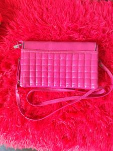 Hot Pink Quilted Crossbody Bag