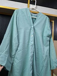 Light Blue Striped Abaya with Naqab