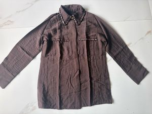 Zara Elegant Brown Button-Up Shirt