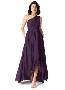 Elegant One-Shoulder Purple Gown