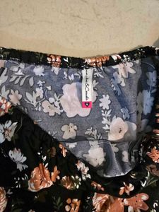 Off-Shoulder Floral Print Top with Lace Trim