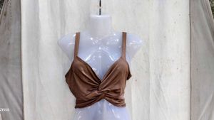 84209. Brown Twist Front Crop Top