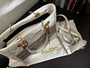 Chic White Quilted Handbag with Embellishments