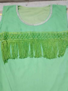 Mint Green Fringe Top