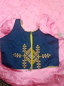 Pink &amp; Navy Embroidered Lehenga Choli for 11 yrs g