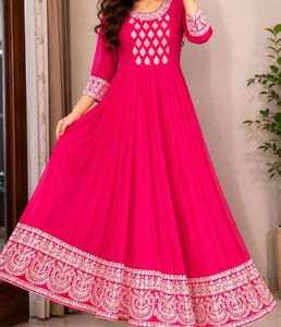 Pink Embroidered Anarkali Kurta