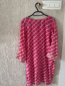 Vibrant Pink Embroidered Kurta with plazzo