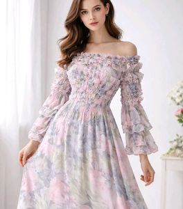 Vintage Floral Ruffle Dress