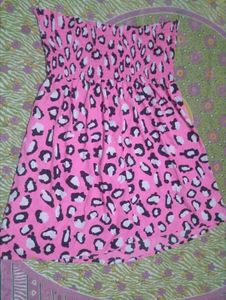 Pink Leopard Print Strapless Dress