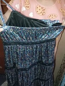 Velvet Tiered Floral Print Sundress