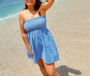 Blue Striped Tube Sundress