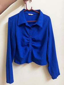 Blue Fitted Long Sleeve Shirt