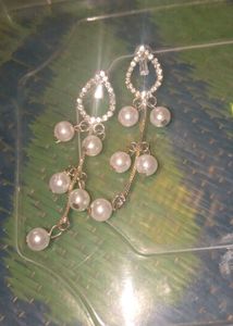 Elegant Pearl Drop Earrings with Crystal Accents