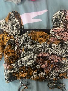 Floral Ruffle Cropped Top