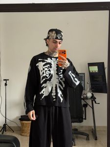 Skeleton Waffle Knit Long Sleeve Top