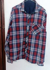 Men's 2 sided shirt one is checked,other side plan
