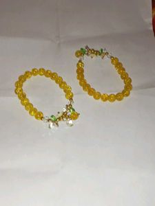 Yellow Beaded Bracelet Set