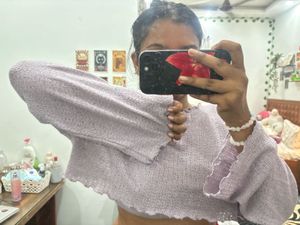 Lavender Bell Sleeve Cropped Top