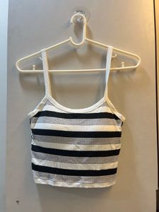 USA padded Imported Striped Cropped Tank Top