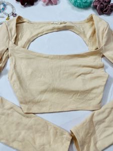 White Long Sleeve Crop Top