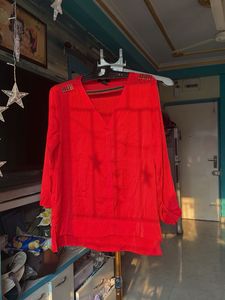 Vibrant Red Long Sleeve Top