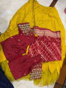 Designer Yellow Lehenga with Red Blouse