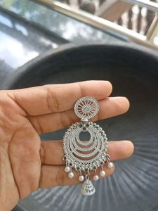 Designer Silver Jhumka Earrings