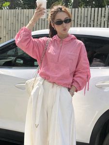 Korean Pintrest Pink Lightweight Hooded Jacket