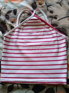 Striped Halter Neck Crop Top