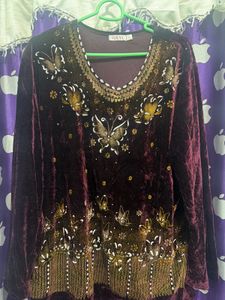 Embellished Velvet top with Butterfly Motifs